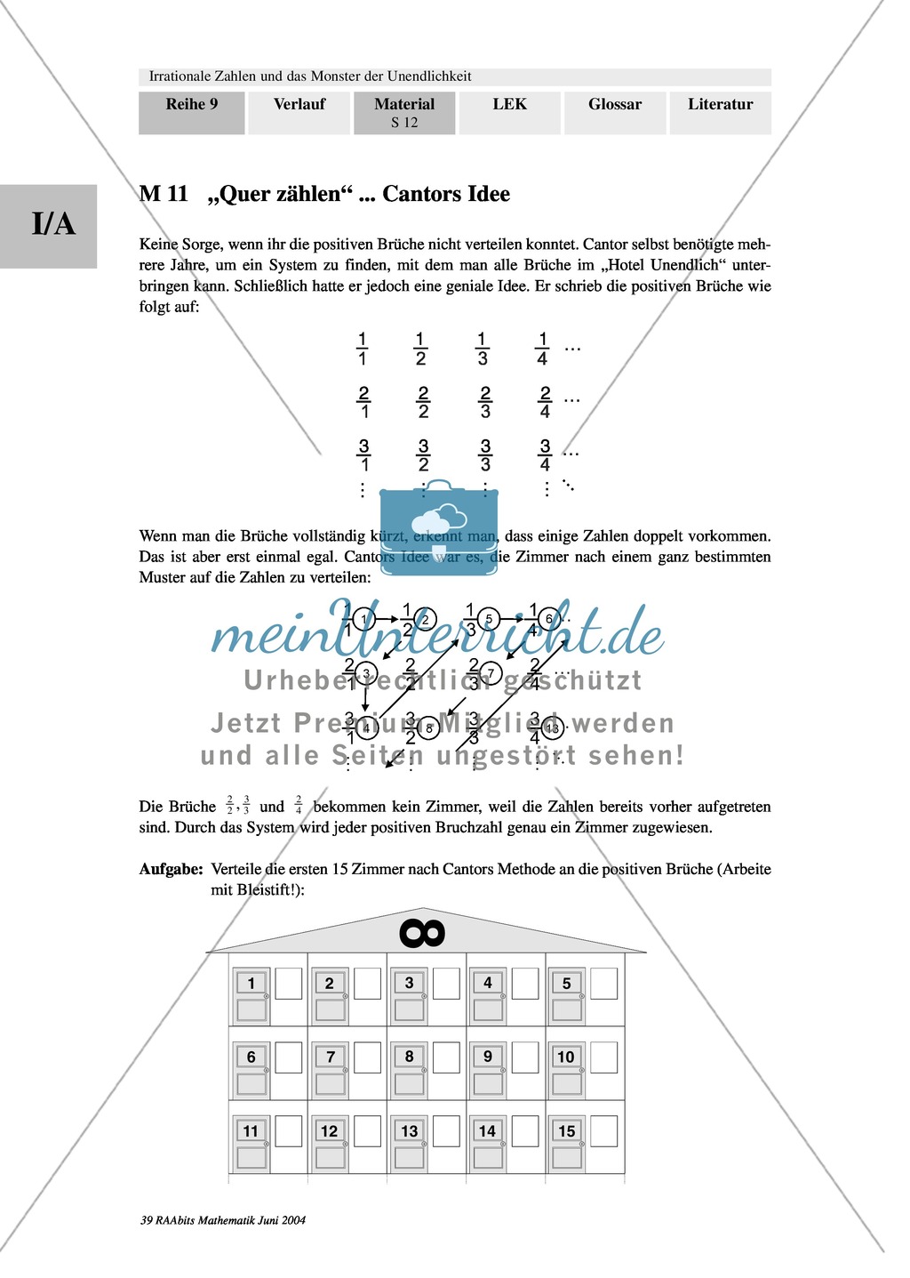Unterrichtseinheit zum Einführen der irrationalen Zahlen und der Wurzeln. Mit Infomaterial, Aufgaben mit Lösungen und Erläuterungen und abschließendem Test/Lernerfolgskontrolle. Preview 11