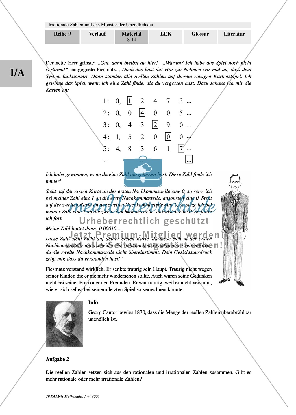 Unterrichtseinheit zum Einführen der irrationalen Zahlen und der Wurzeln. Mit Infomaterial, Aufgaben mit Lösungen und Erläuterungen und abschließendem Test/Lernerfolgskontrolle. Preview 13