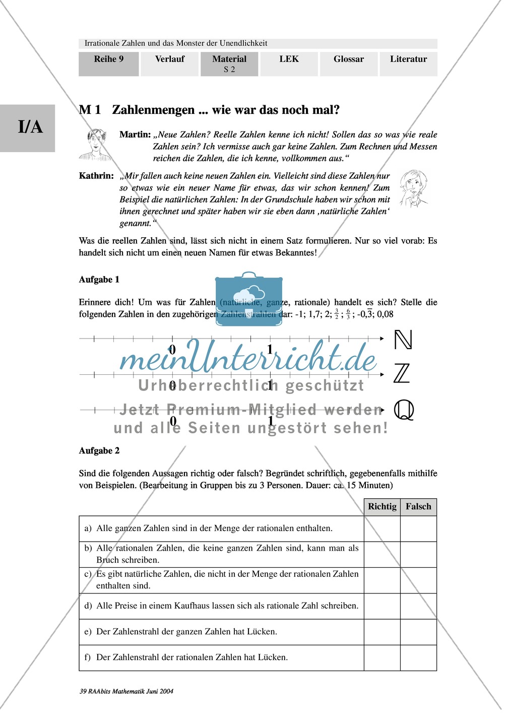 Unterrichtseinheit zum Einführen der irrationalen Zahlen und der Wurzeln. Mit Infomaterial, Aufgaben mit Lösungen und Erläuterungen und abschließendem Test/Lernerfolgskontrolle. Preview 1