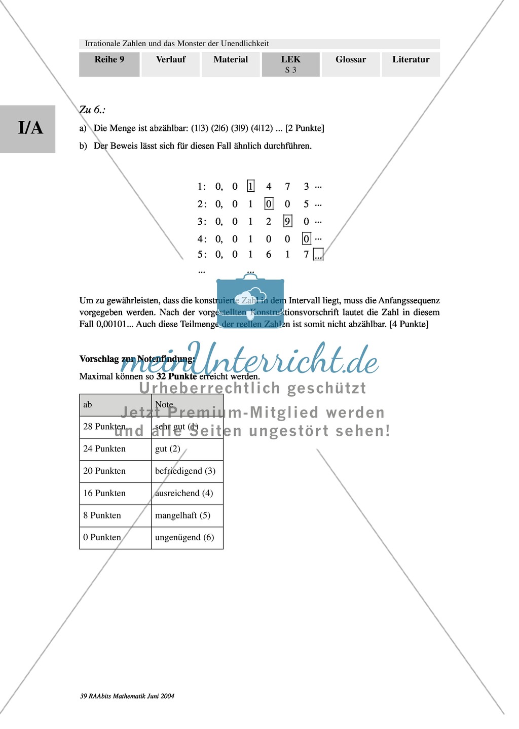 Unterrichtseinheit zum Einführen der irrationalen Zahlen und der Wurzeln. Mit Infomaterial, Aufgaben mit Lösungen und Erläuterungen und abschließendem Test/Lernerfolgskontrolle. Preview 23
