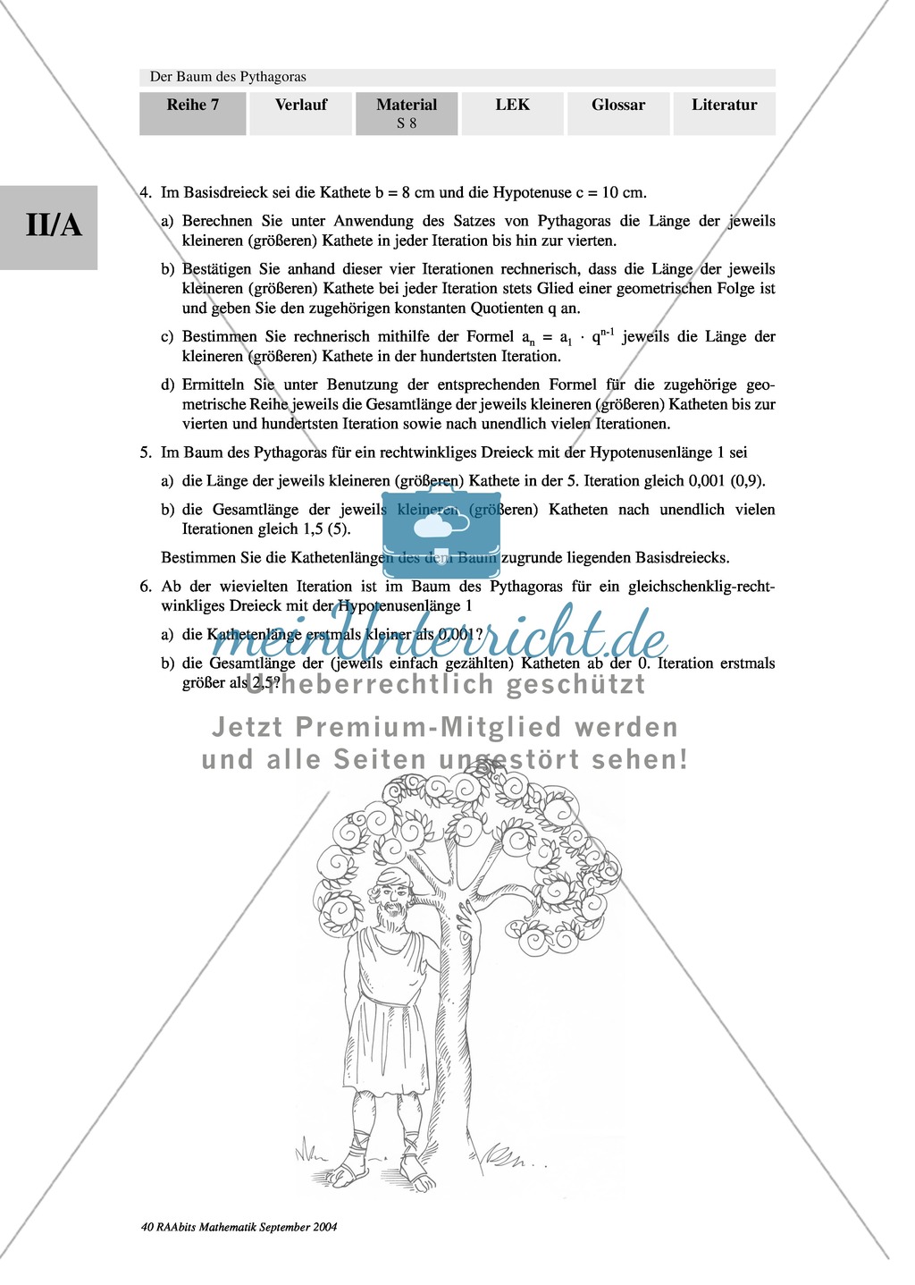 Grenzwertbetrachtungen bei Folgen und Reihen: Anwendungsaufgaben zur grafischen Flächeninhalts- und Umfangsentwicklung an Zweigen des Baums des Pythagoras Preview 2