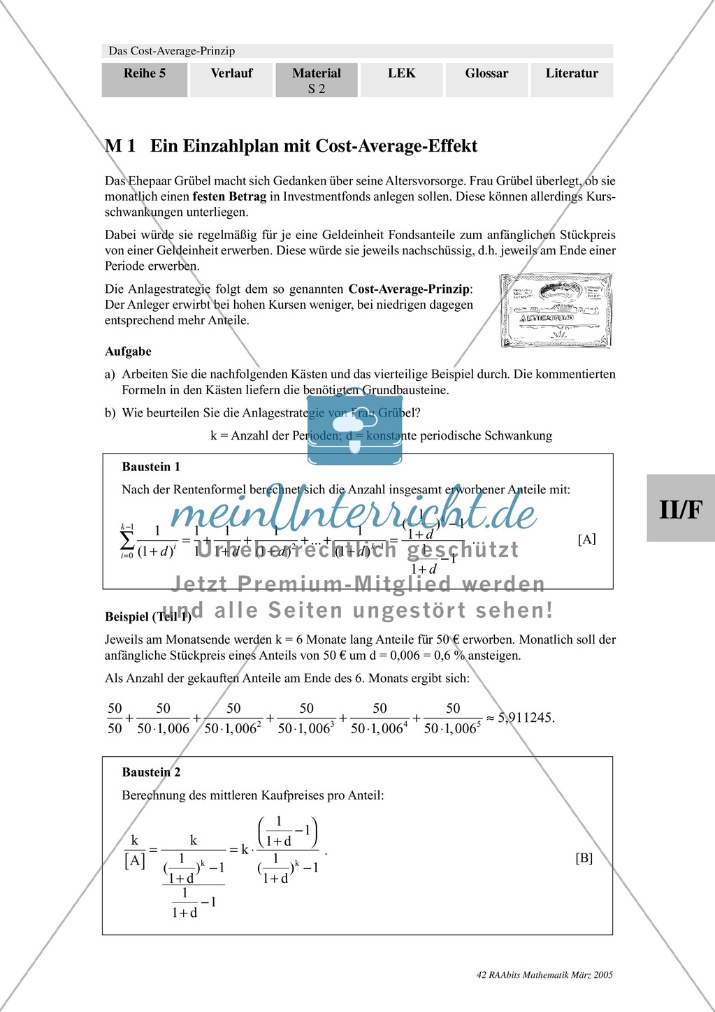 Cost-Average-Prinzip: Analyse eines Einzahlungsplans mit Rentenformel Preview 1