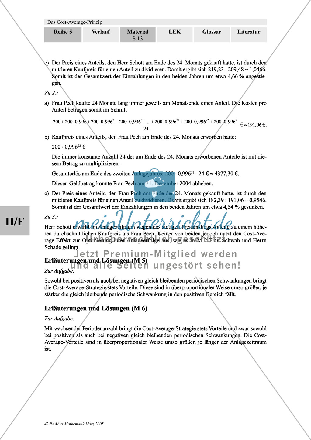Cost-Average-Prinzip: Analyse eines Einzahlungsplans mit Rentenformel Preview 5