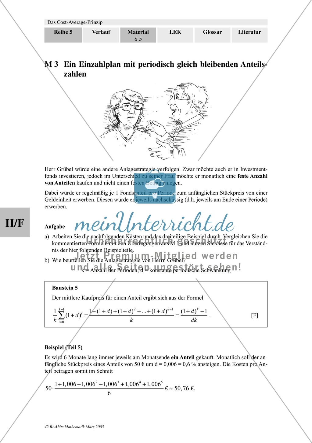 Cost-Average-Prinzip: Analyse eines Einzahlplans mit periodisch konstanten Anteilszahlen Preview 1