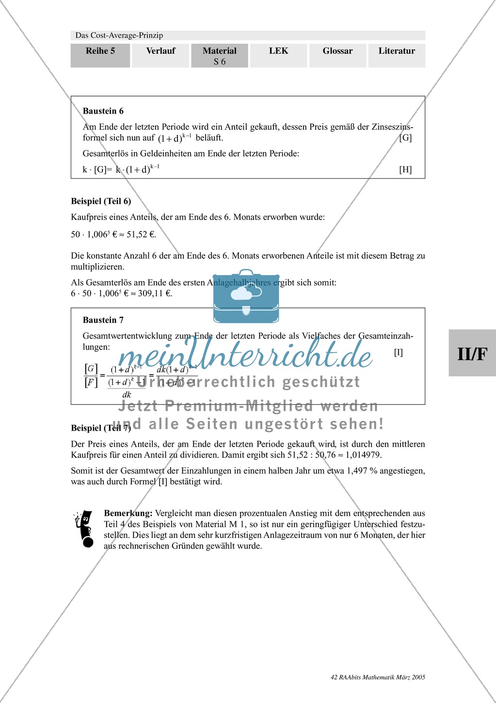 Cost-Average-Prinzip: Analyse eines Einzahlplans mit periodisch konstanten Anteilszahlen Preview 2