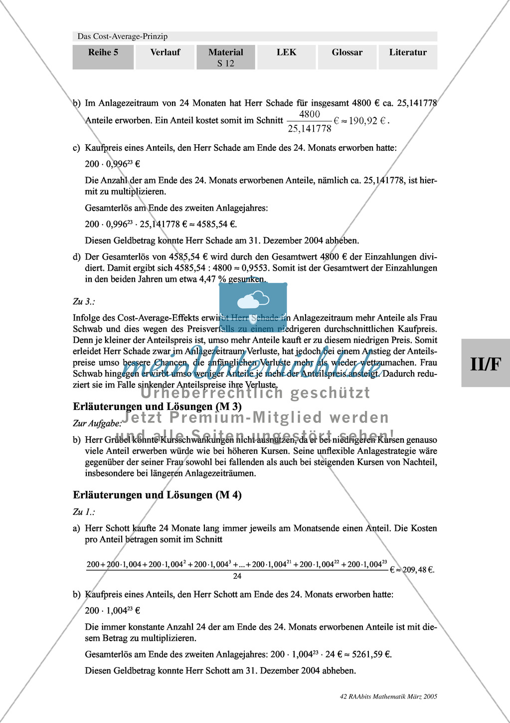 Cost-Average-Prinzip: Analyse eines Einzahlplans mit periodisch konstanten Anteilszahlen Preview 4