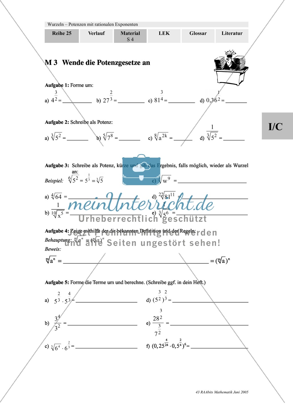 Wurzeln und Potenzen: Anwendungsorientierte Aufgaben zu Wachstum und Zerfall Preview 1