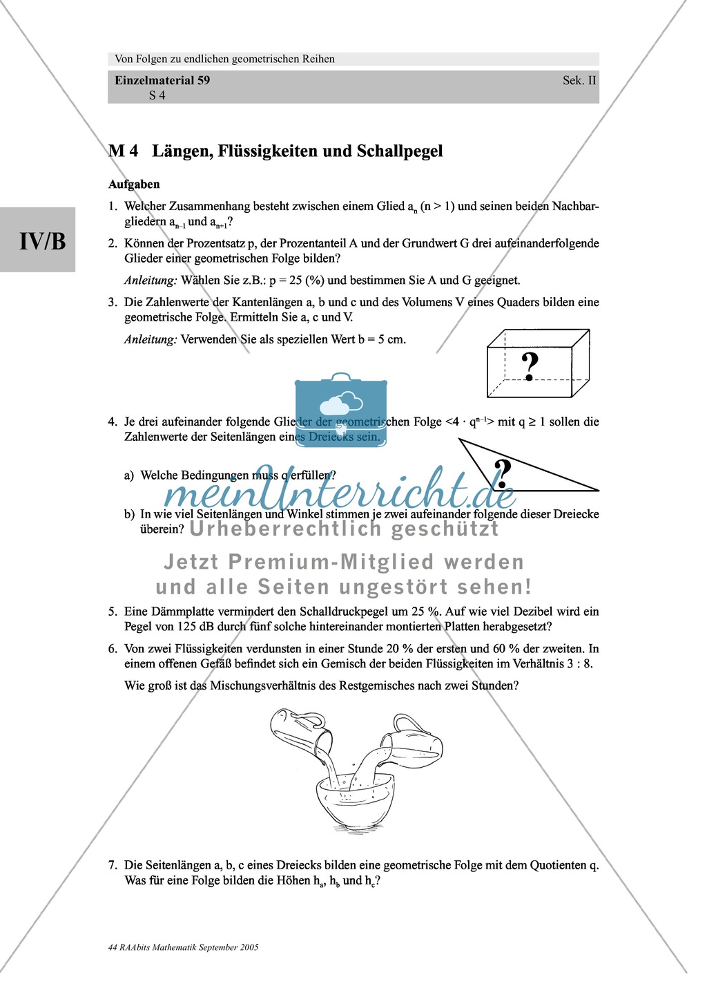 Analysis: Einführung und Bildungsvorschrift von Folgen mit anschließenden Aufgaben mit Lösungen zu geometrischen Folgen. Preview 3