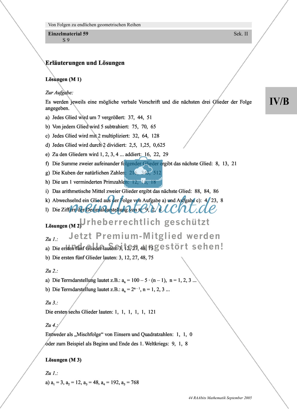 Analysis: Einführung und Bildungsvorschrift von Folgen mit anschließenden Aufgaben mit Lösungen zu geometrischen Folgen. Preview 4