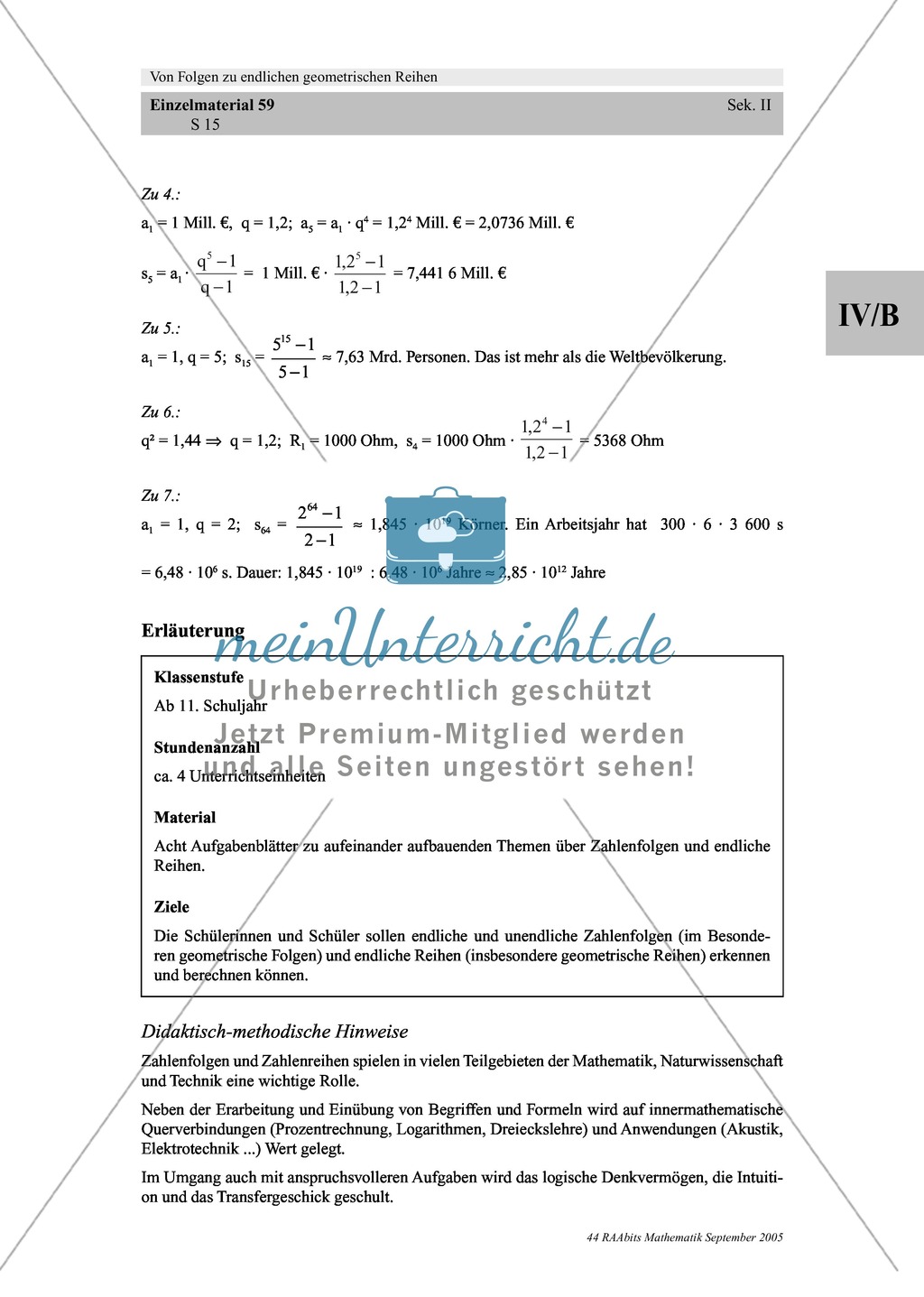 Analysis: Einführung von Zahlenreihen, Gaußsche Summenformel und Aufgaben mit Lösungen. Preview 8