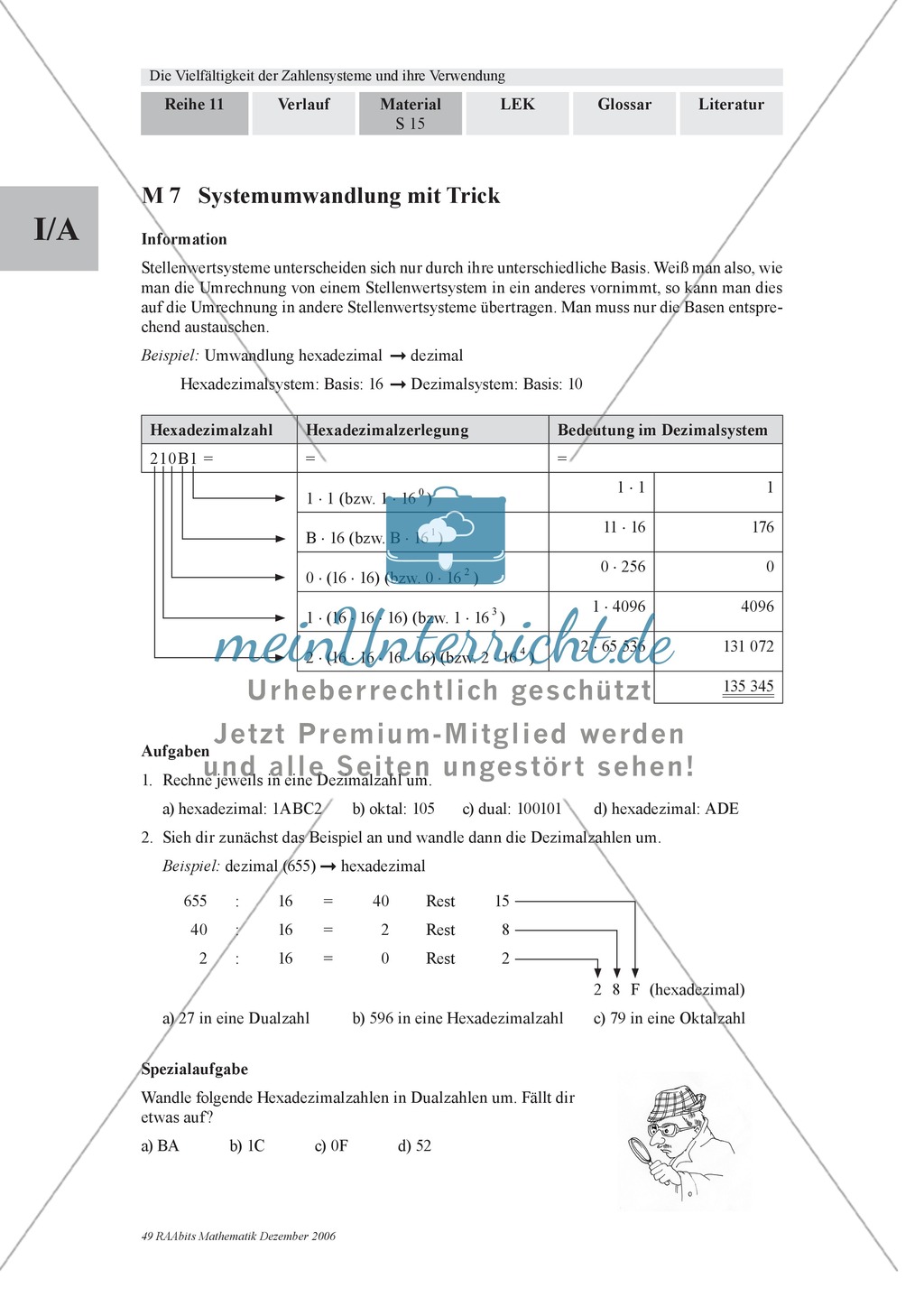 Arithmetik: Gruppenarbeit zu Zahlensystemen: Dual-, Oktal-, Hexadezimalsystem und römische Zahlen. Mit Hilfskarten und Erläuterungen. Preview 11