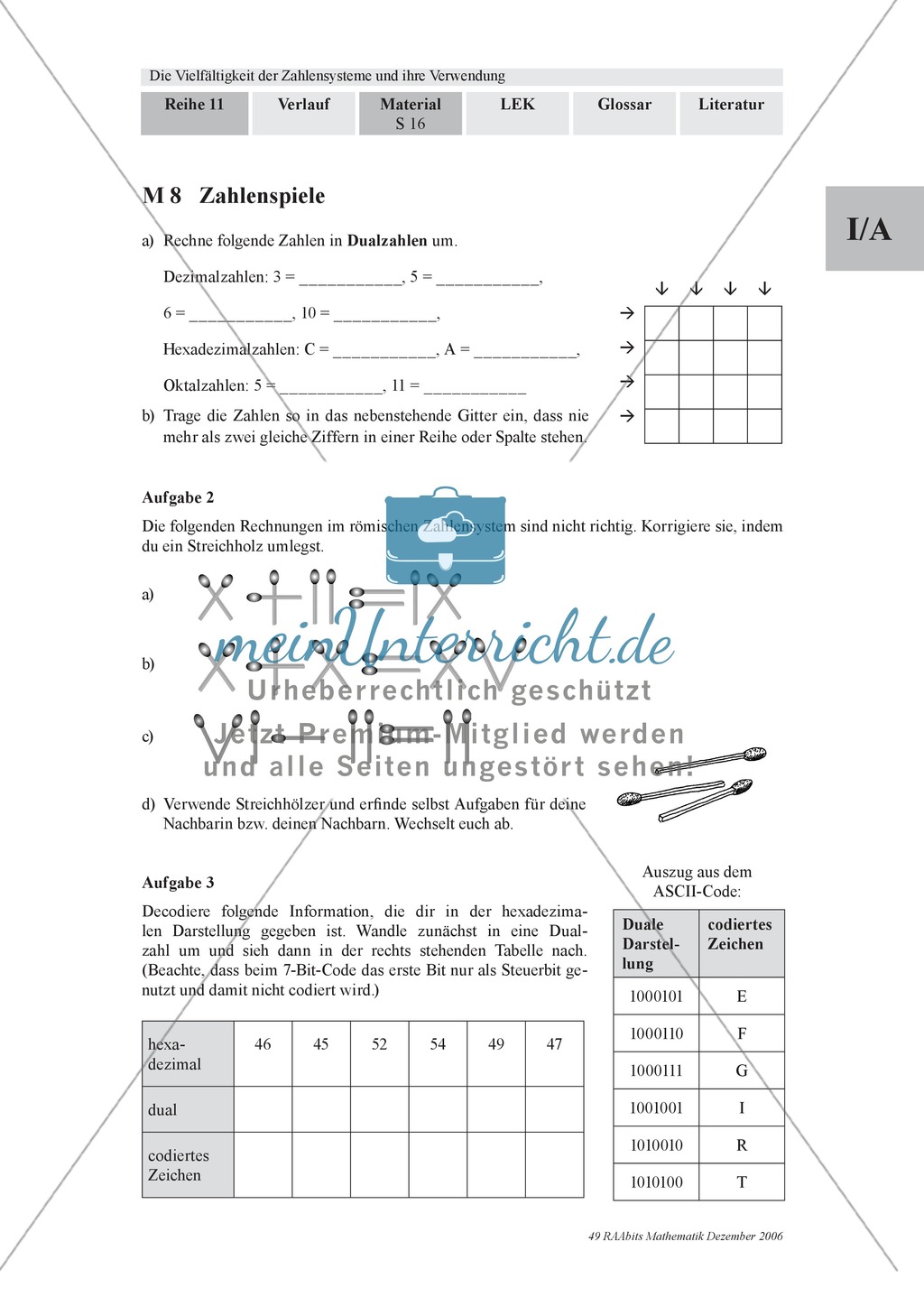 Arithmetik: Gruppenarbeit zu Zahlensystemen: Dual-, Oktal-, Hexadezimalsystem und römische Zahlen. Mit Hilfskarten und Erläuterungen. Preview 12