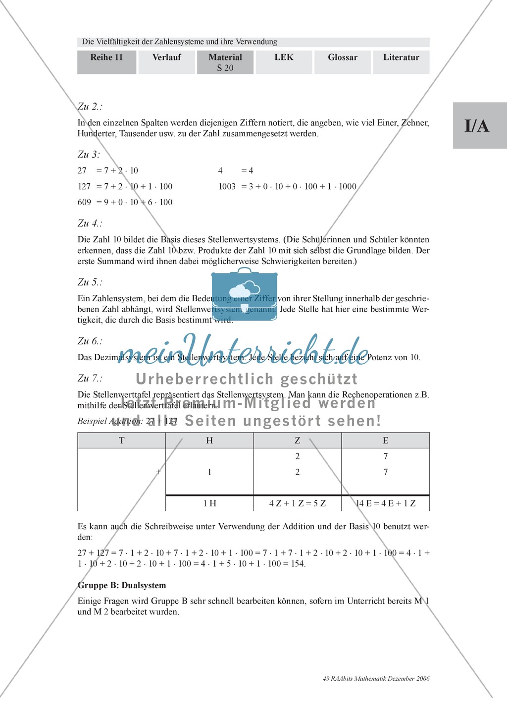 Arithmetik: Gruppenarbeit zu Zahlensystemen: Dual-, Oktal-, Hexadezimalsystem und römische Zahlen. Mit Hilfskarten und Erläuterungen. Preview 15
