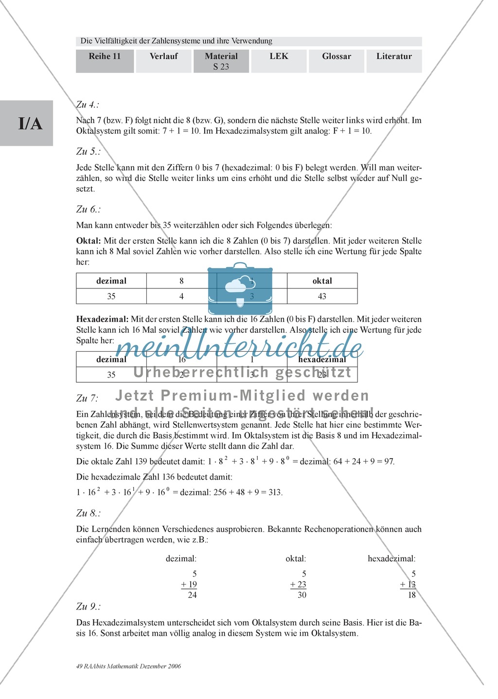 Arithmetik: Gruppenarbeit zu Zahlensystemen: Dual-, Oktal-, Hexadezimalsystem und römische Zahlen. Mit Hilfskarten und Erläuterungen. Preview 18