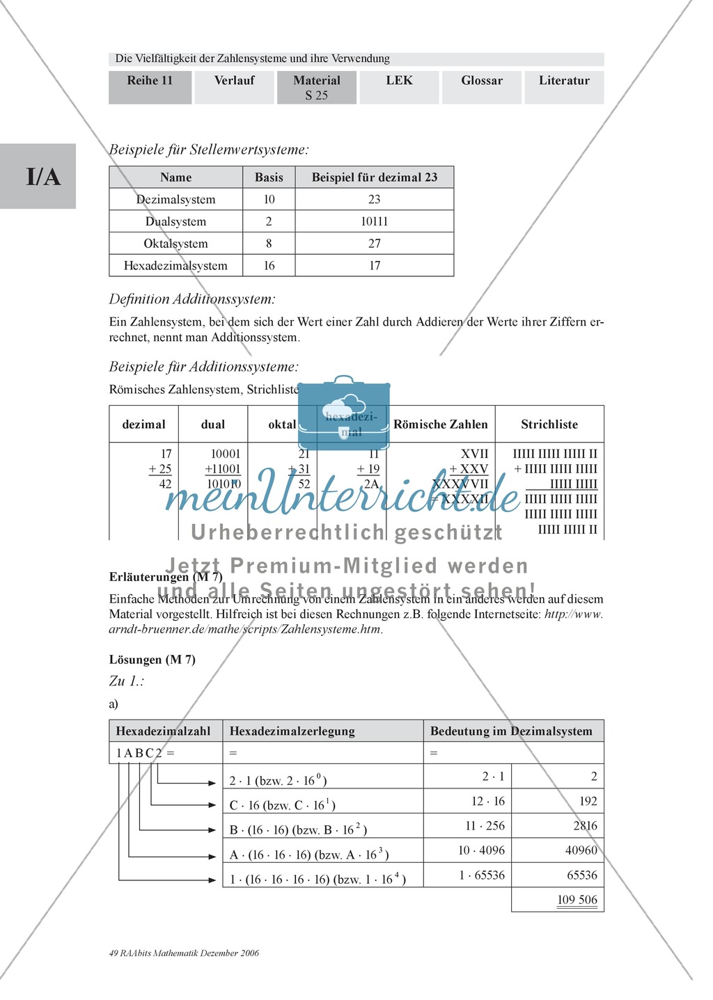 Arithmetik: Gruppenarbeit zu Zahlensystemen: Dual-, Oktal-, Hexadezimalsystem und römische Zahlen. Mit Hilfskarten und Erläuterungen. Preview 20