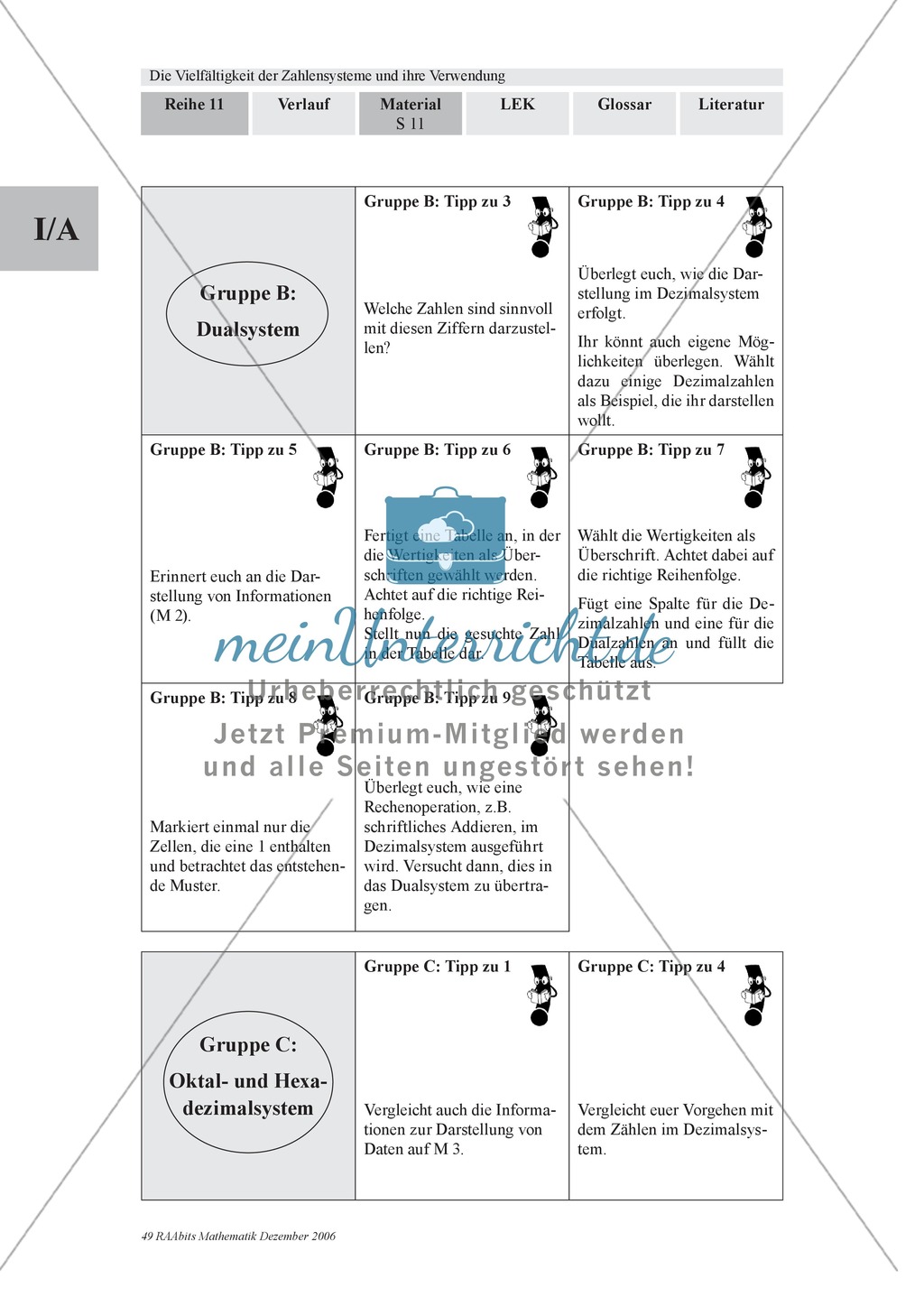 Arithmetik: Gruppenarbeit zu Zahlensystemen: Dual-, Oktal-, Hexadezimalsystem und römische Zahlen. Mit Hilfskarten und Erläuterungen. Preview 7