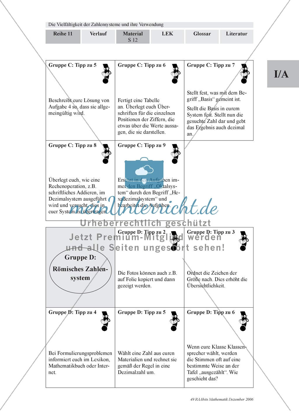 Arithmetik: Gruppenarbeit zu Zahlensystemen: Dual-, Oktal-, Hexadezimalsystem und römische Zahlen. Mit Hilfskarten und Erläuterungen. Preview 8