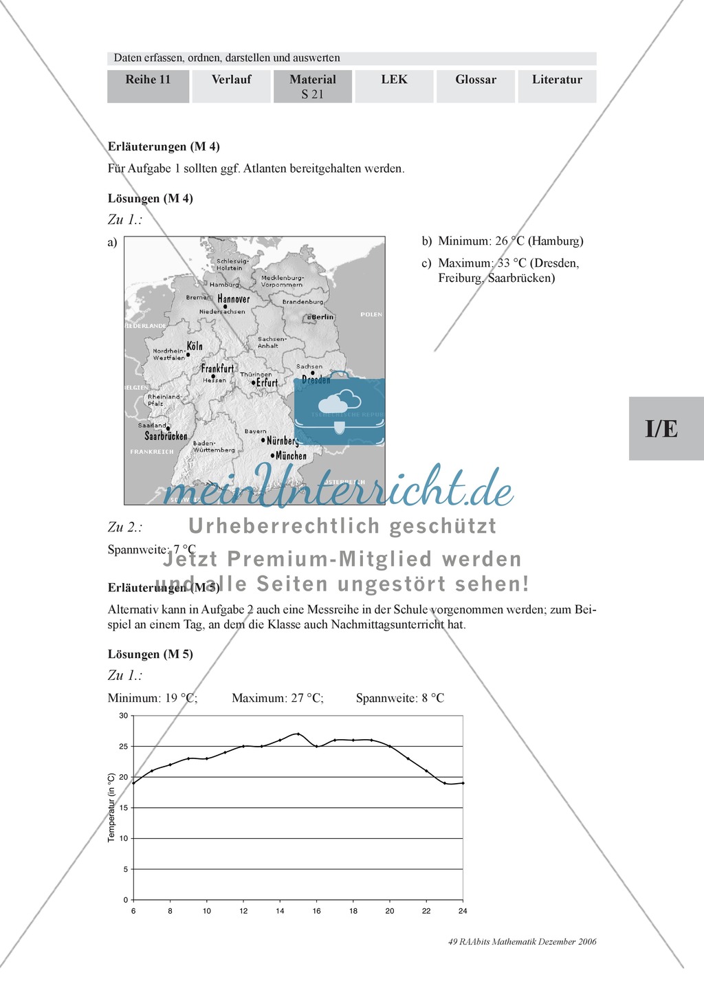 Stochastik: Lage- und Streuungsmaße (Minimum, Maximum, Spannweite) für Daten und das Stängel-Blatt-Diagramm. Mit Infomaterial, Aufgaben uns Lösungen. Preview 5