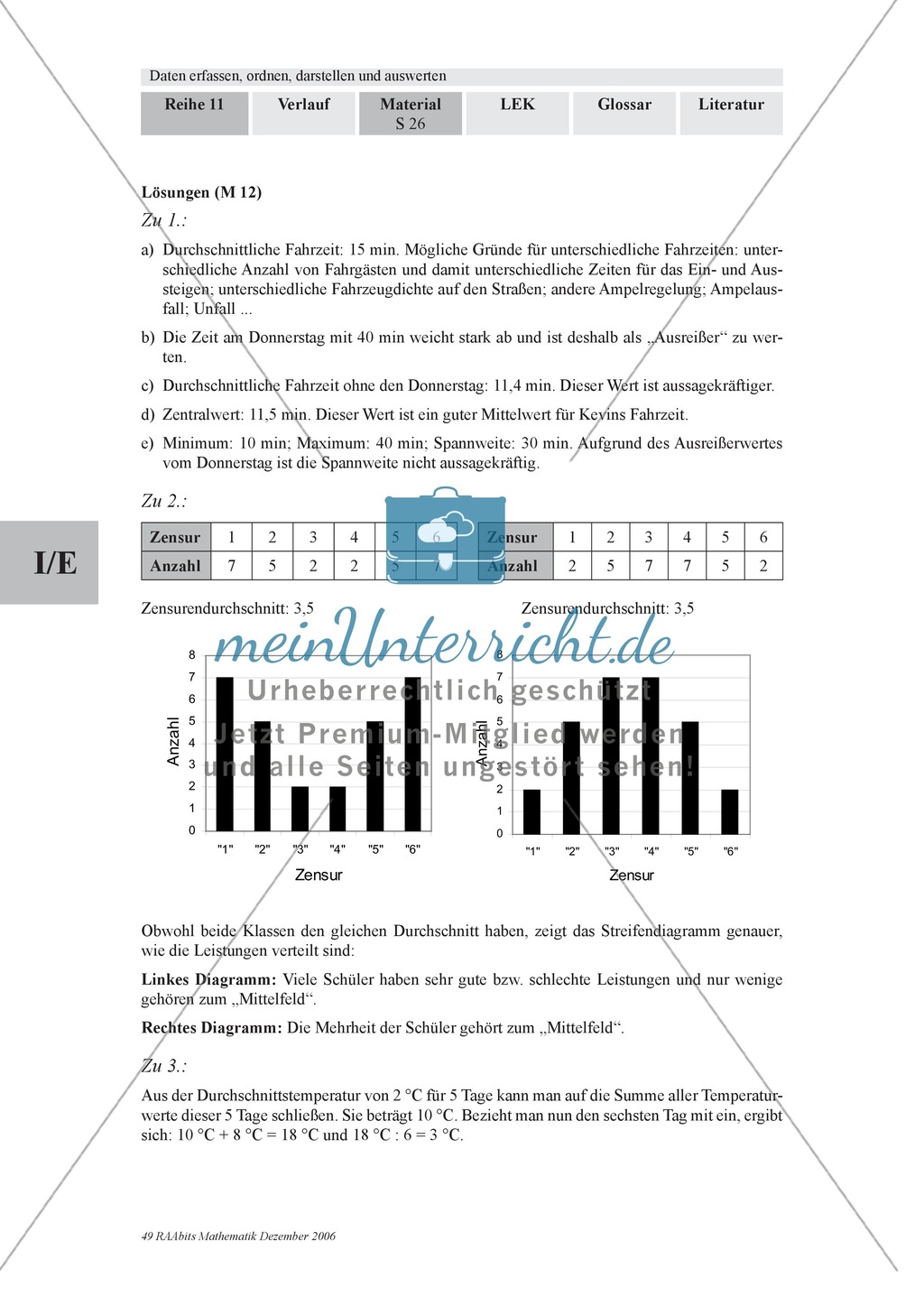 Stochastik: Der Durchschnitt von Daten. Mit Infomaterial, Aufgaben und Lösungen. Preview 5