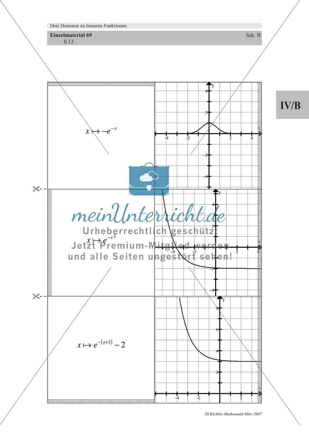 Analysis: Dominospiel, bei dem Zuordnungsvorschriften ihren Funktionsgraphen zugeordnet werden müssen. Preview 11