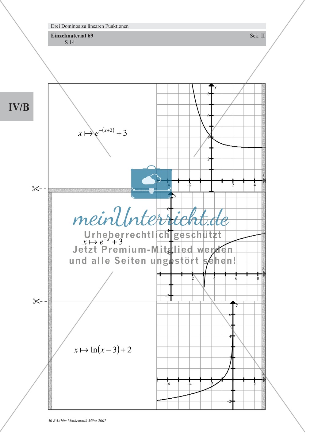 Analysis: Dominospiel, bei dem Zuordnungsvorschriften ihren Funktionsgraphen zugeordnet werden müssen. Preview 12