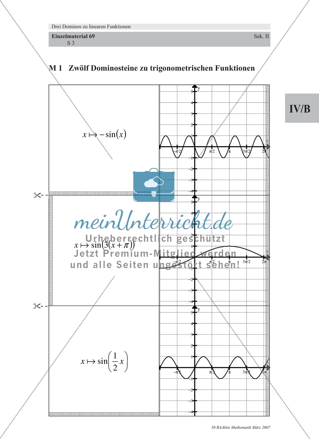Analysis: Dominospiel, bei dem Zuordnungsvorschriften ihren Funktionsgraphen zugeordnet werden müssen. Preview 1