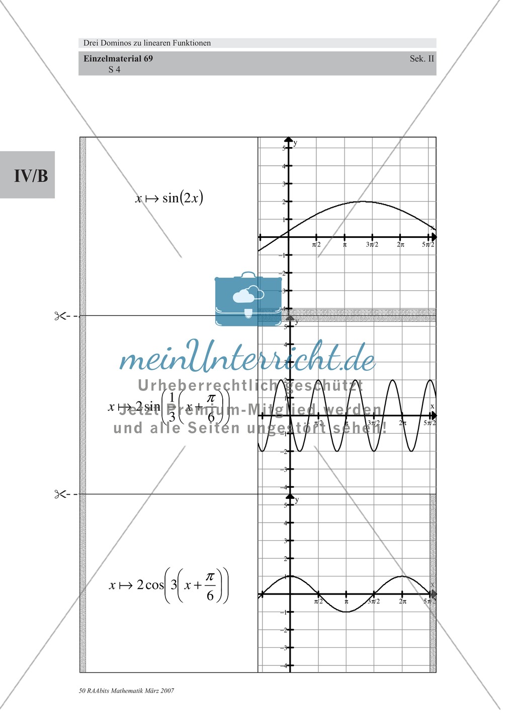 Analysis: Dominospiel, bei dem Zuordnungsvorschriften ihren Funktionsgraphen zugeordnet werden müssen. Preview 2