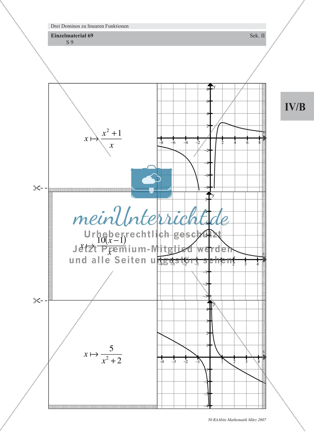 Analysis: Dominospiel, bei dem Zuordnungsvorschriften ihren Funktionsgraphen zugeordnet werden müssen. Preview 7
