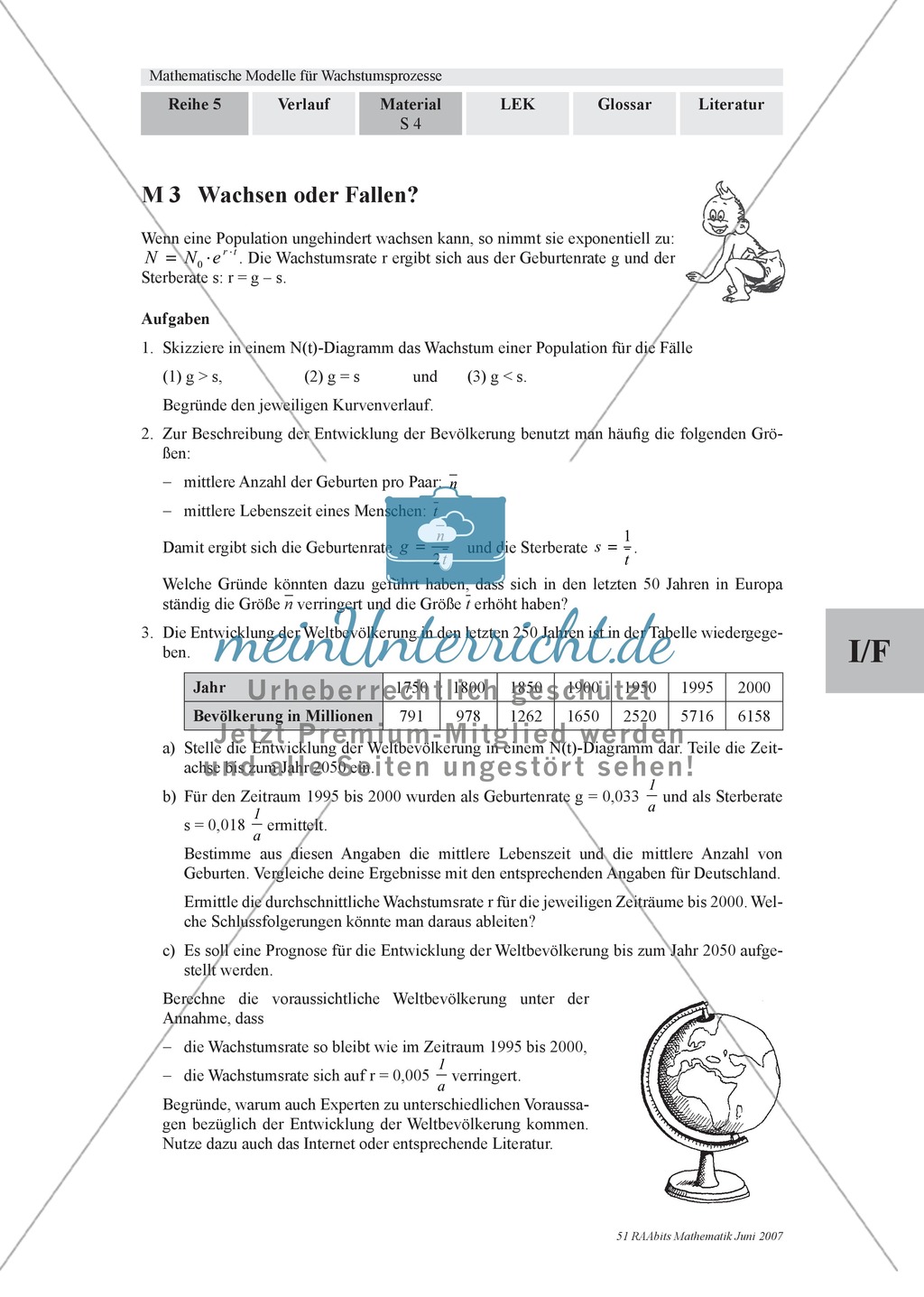 Wachstumsprozesse: Aufgaben zur Anwendung des Modells für exponentielles Wachstum Preview 1