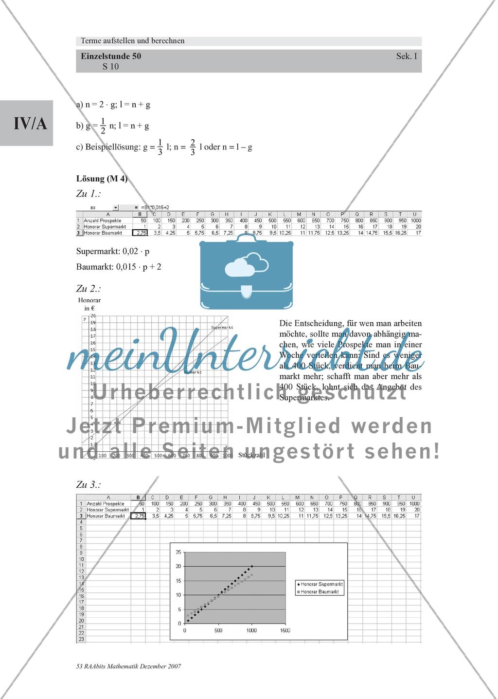 Terme aufstellen und berechnen – eine Einführung mit Ernest Hemingway und Excel Preview 10