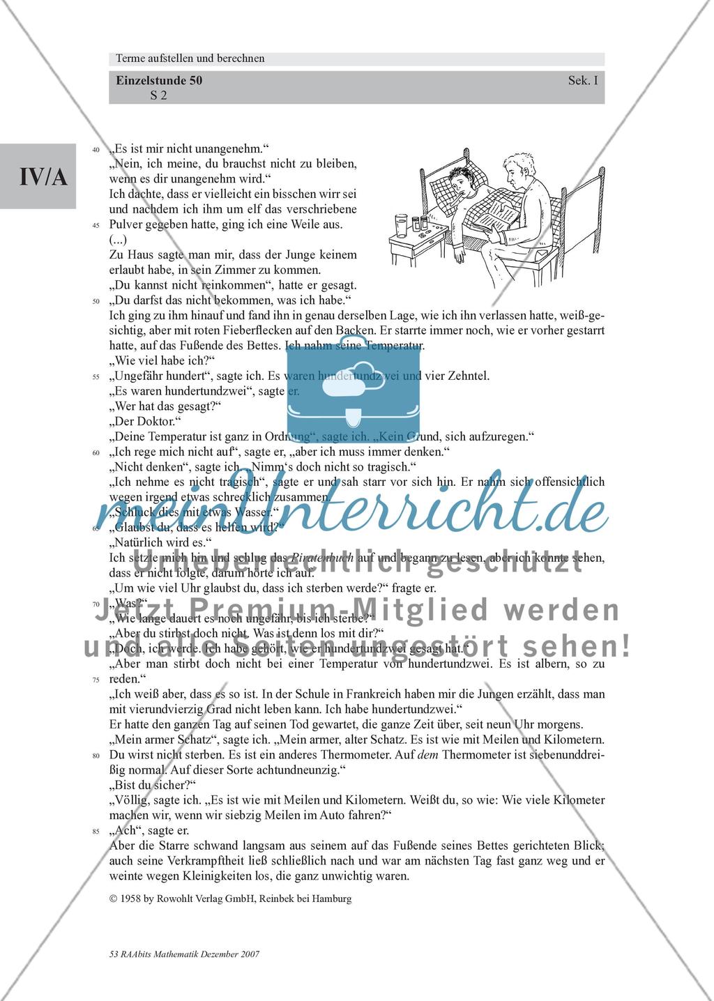 Terme aufstellen und berechnen – eine Einführung mit Ernest Hemingway und Excel Preview 2
