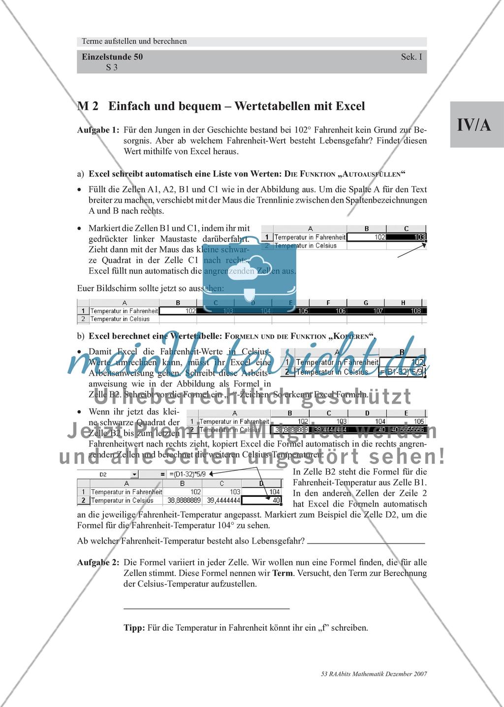 Terme aufstellen und berechnen – eine Einführung mit Ernest Hemingway und Excel Preview 3