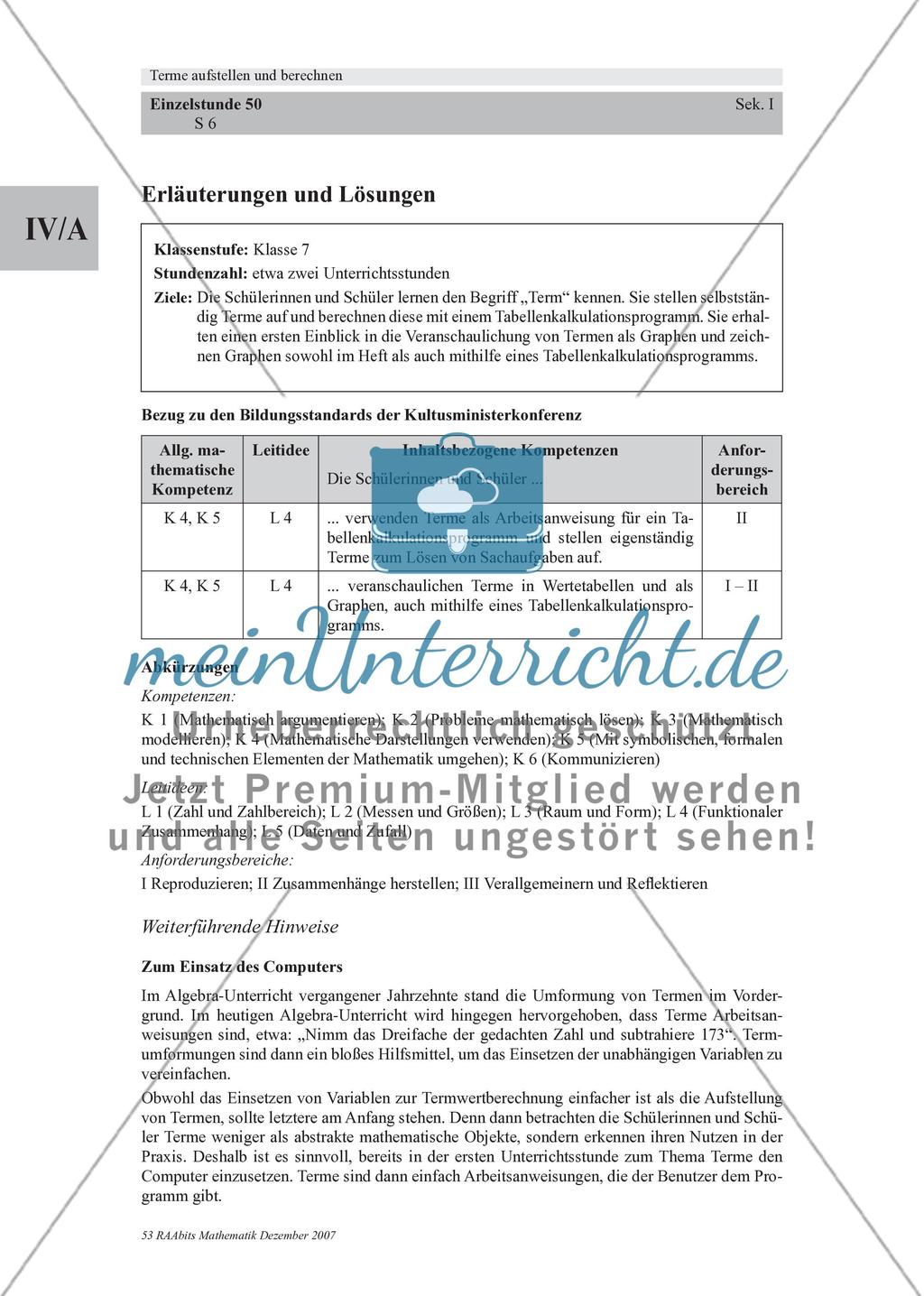 Terme aufstellen und berechnen – eine Einführung mit Ernest Hemingway und Excel Preview 6