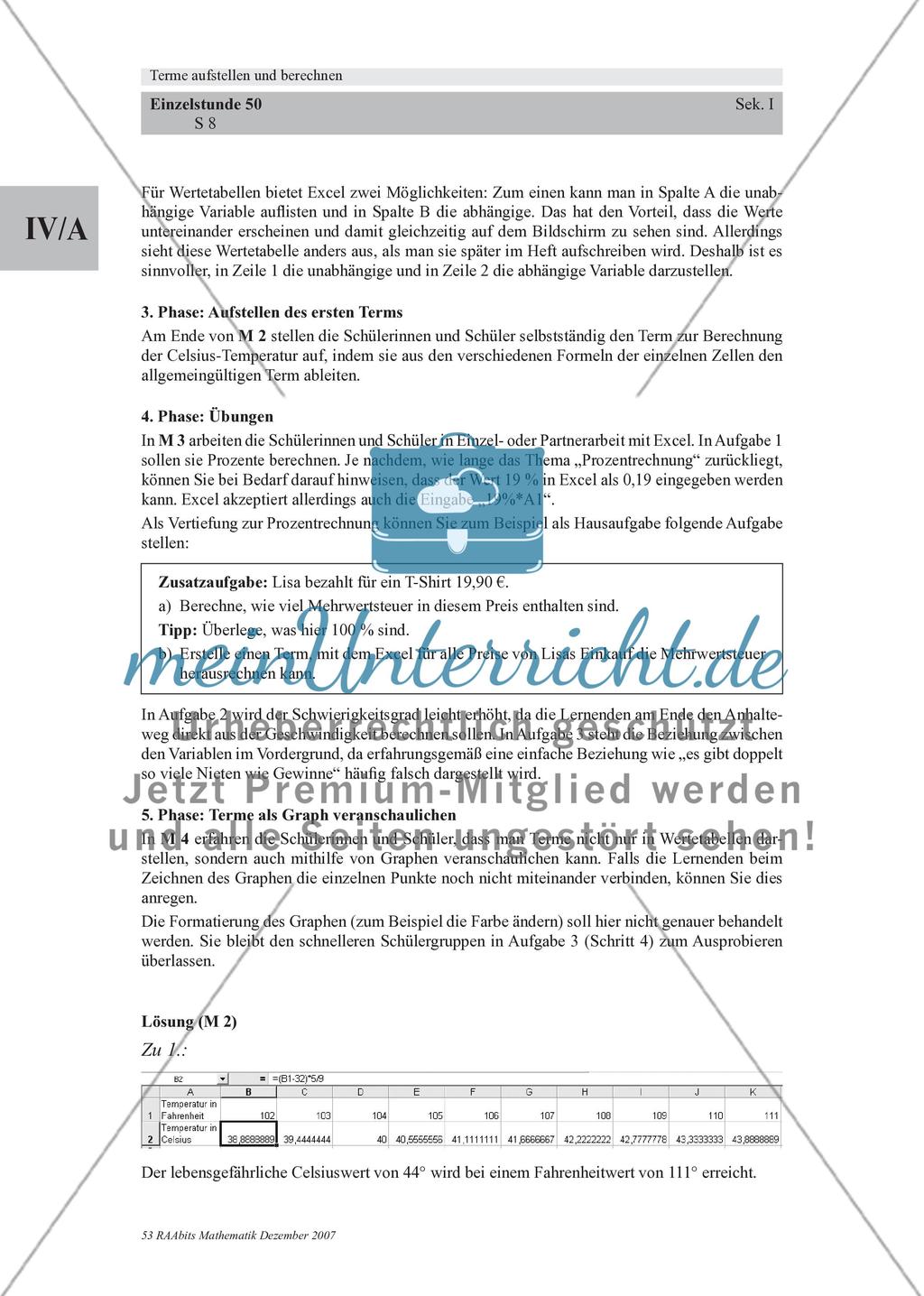 Terme aufstellen und berechnen – eine Einführung mit Ernest Hemingway und Excel Preview 8
