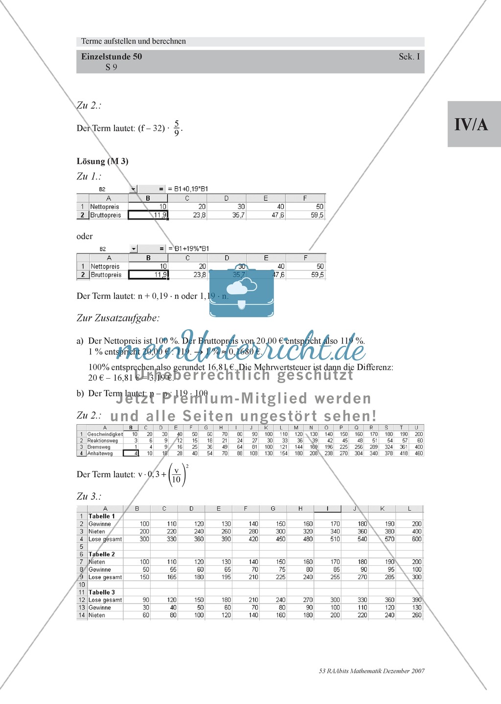 Terme aufstellen und berechnen: Wertetabellen mit Excel erstellen Preview 5