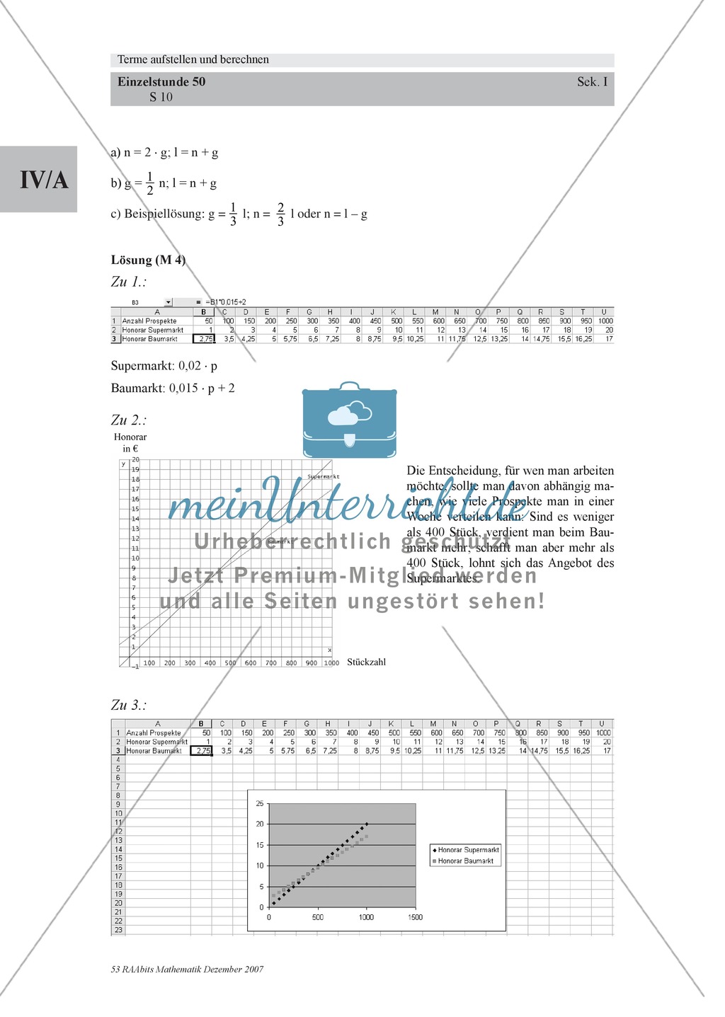 Terme aufstellen und berechnen: Wertetabellen mit Excel erstellen Preview 6
