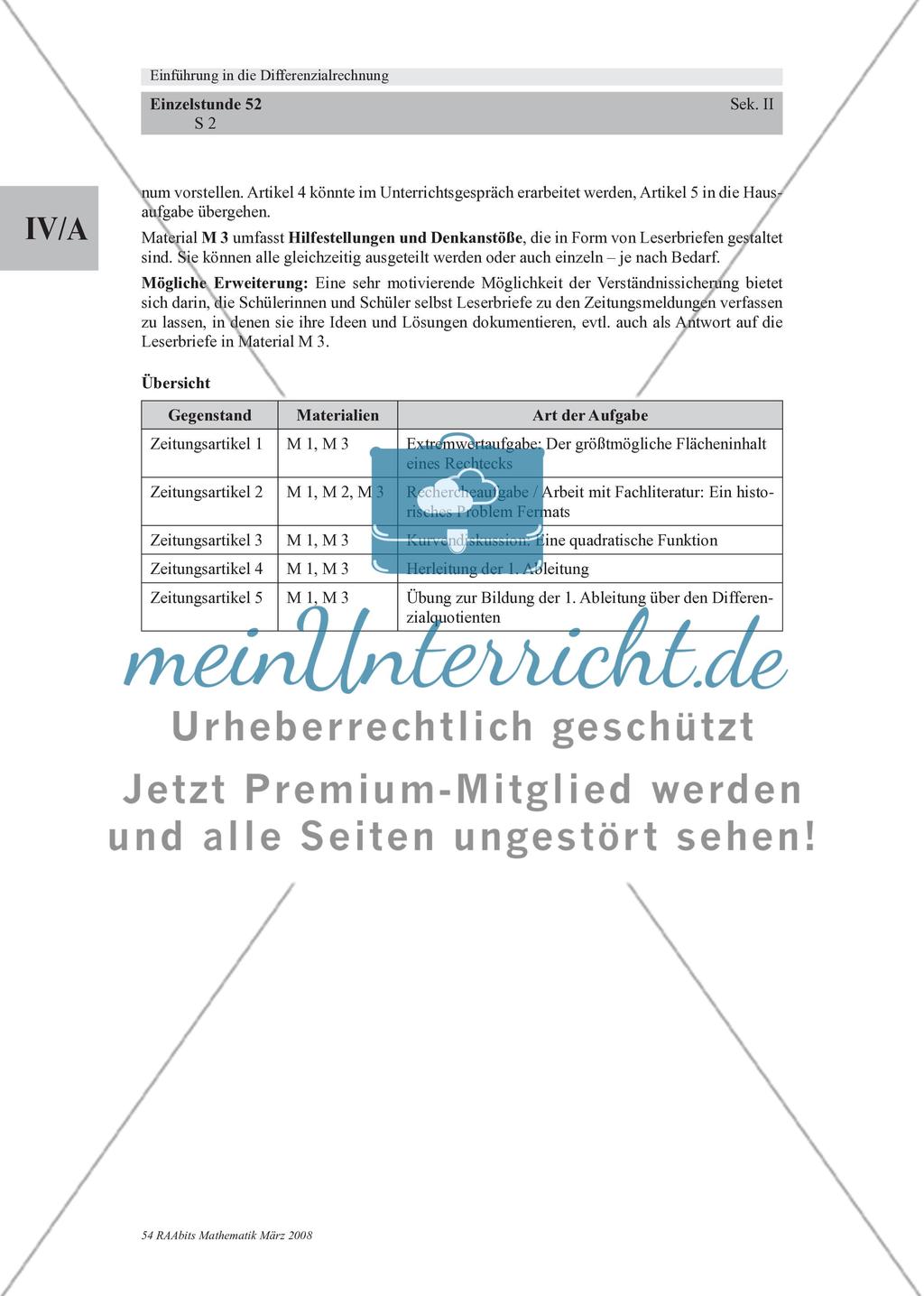 „The Derivation Express“ – eine Einführung in die Differenzialrechnung über „historische“ Zeitungsartikel Preview 2