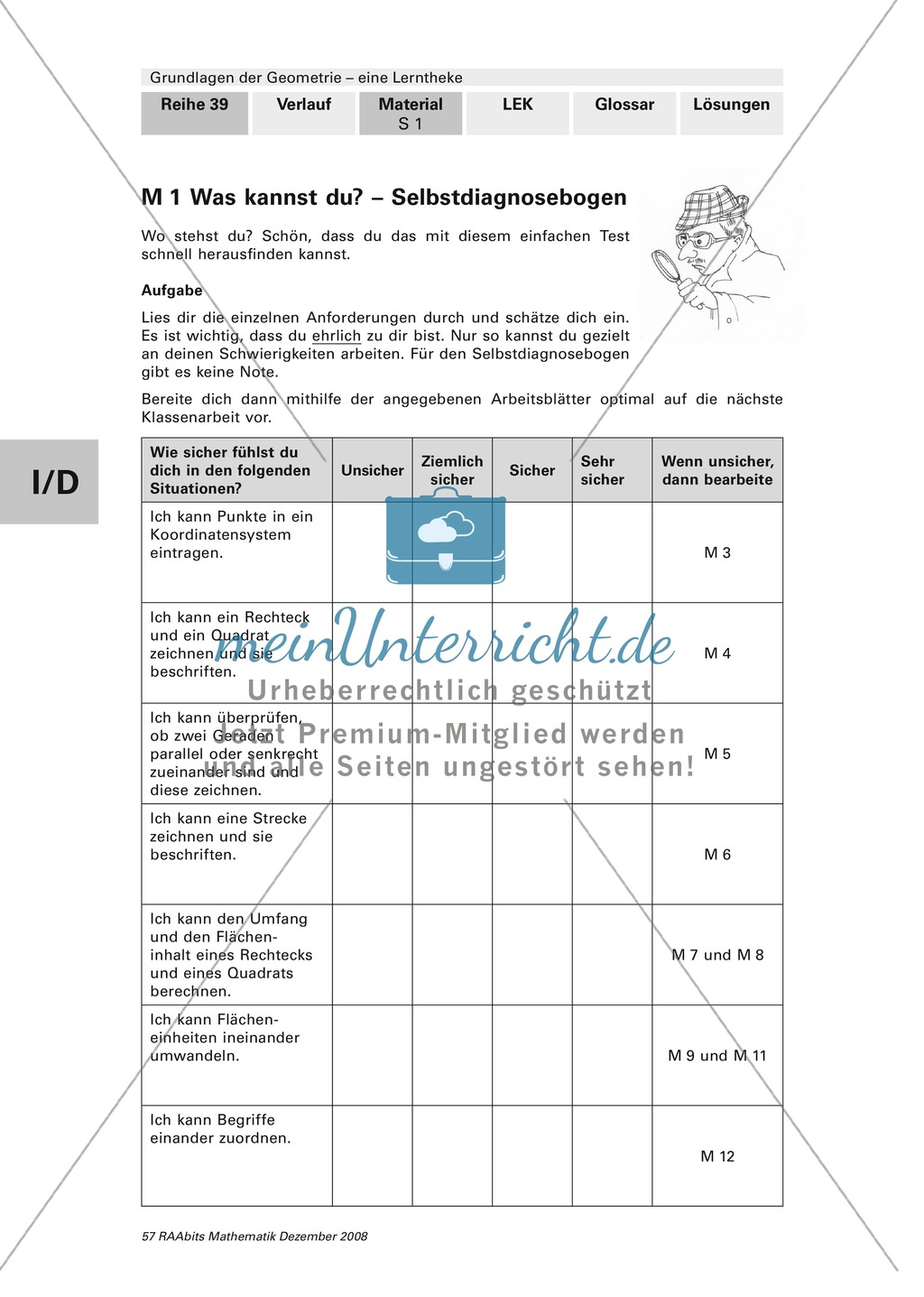 Geometrie: Lerntheke mit Selbsttest und differenzierenden Aufgaben mit Lösungen zum Thema Flächen, Flächeneinheiten und Umfang Preview 1
