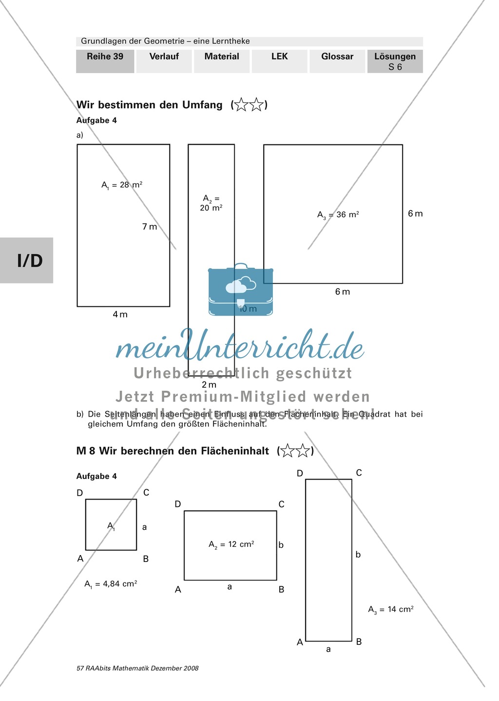 Geometrie: Lerntheke mit Selbsttest und differenzierenden Aufgaben mit Lösungen zum Thema Flächen, Flächeneinheiten und Umfang Preview 25