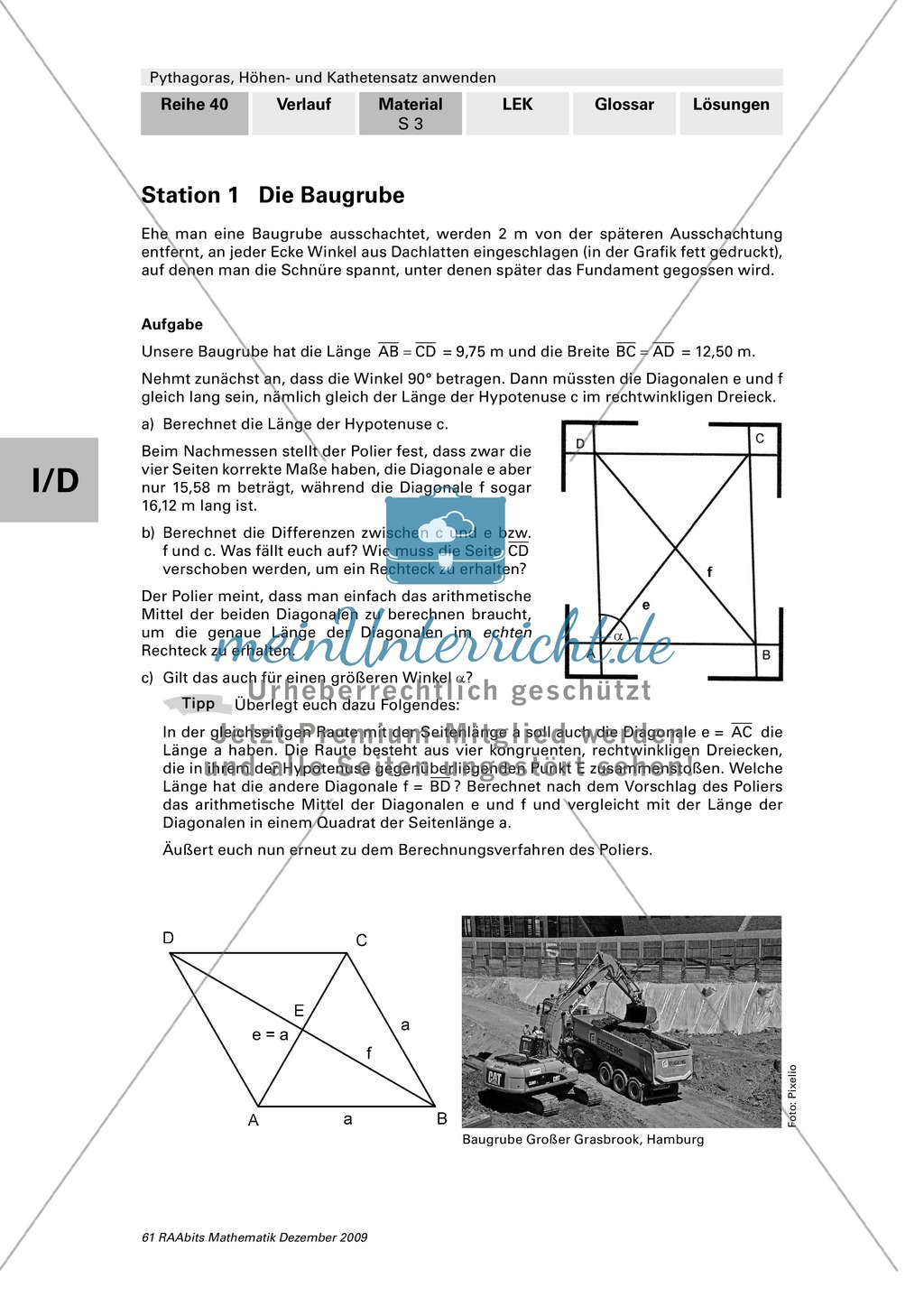 Geometrie: Die grafische Herleitung des Satz des Pythagoras und Anwendungsaufgaben mit Lösungen Preview 3