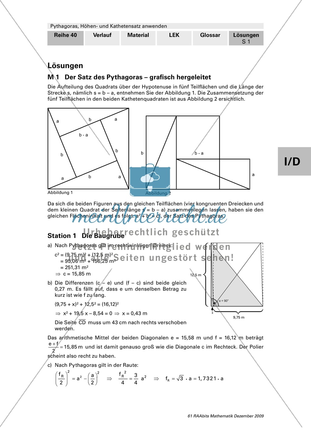Geometrie: Die grafische Herleitung des Satz des Pythagoras und Anwendungsaufgaben mit Lösungen Preview 6