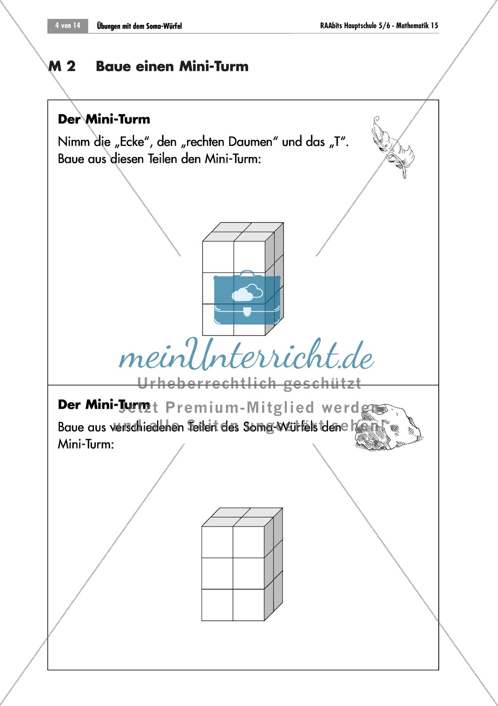 Geometrie: Unterrichtseinheit zur Förderung des räumlichen Vorstellungsvermögens mit dem Soma-Würfel. Mit Aufgabenkarten und Brettspiel. Preview 2