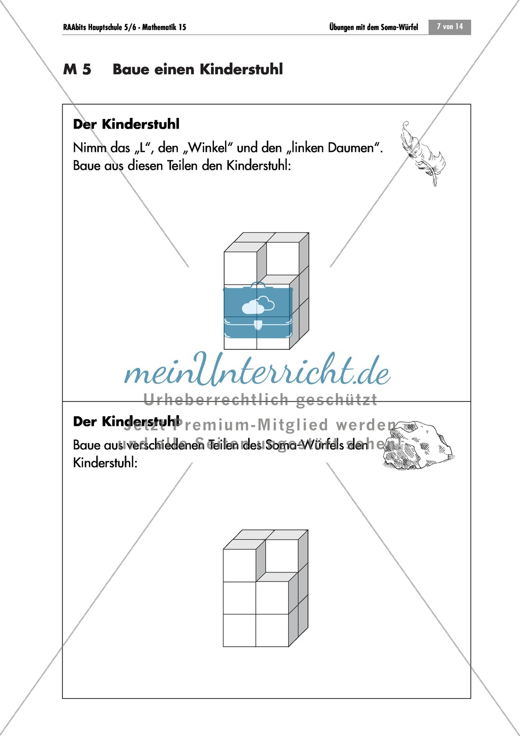 Geometrie: Unterrichtseinheit zur Förderung des räumlichen Vorstellungsvermögens mit dem Soma-Würfel. Mit Aufgabenkarten und Brettspiel. Preview 5
