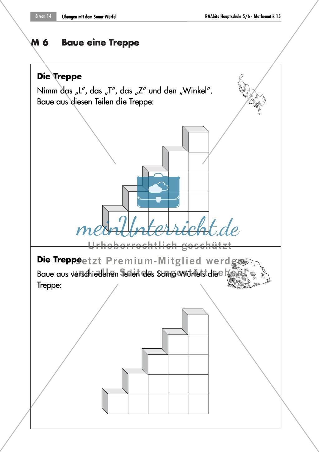 Geometrie: Unterrichtseinheit zur Förderung des räumlichen Vorstellungsvermögens mit dem Soma-Würfel. Mit Aufgabenkarten und Brettspiel. Preview 6