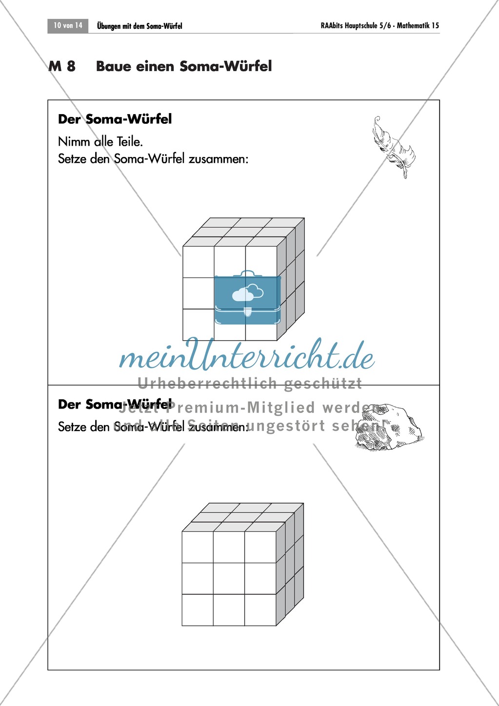 Geometrie: Unterrichtseinheit zur Förderung des räumlichen Vorstellungsvermögens mit dem Soma-Würfel. Mit Aufgabenkarten und Brettspiel. Preview 8
