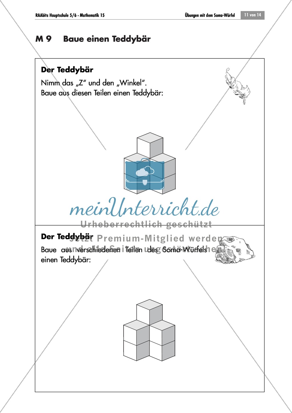 Geometrie: Unterrichtseinheit zur Förderung des räumlichen Vorstellungsvermögens mit dem Soma-Würfel. Mit Aufgabenkarten und Brettspiel. Preview 9