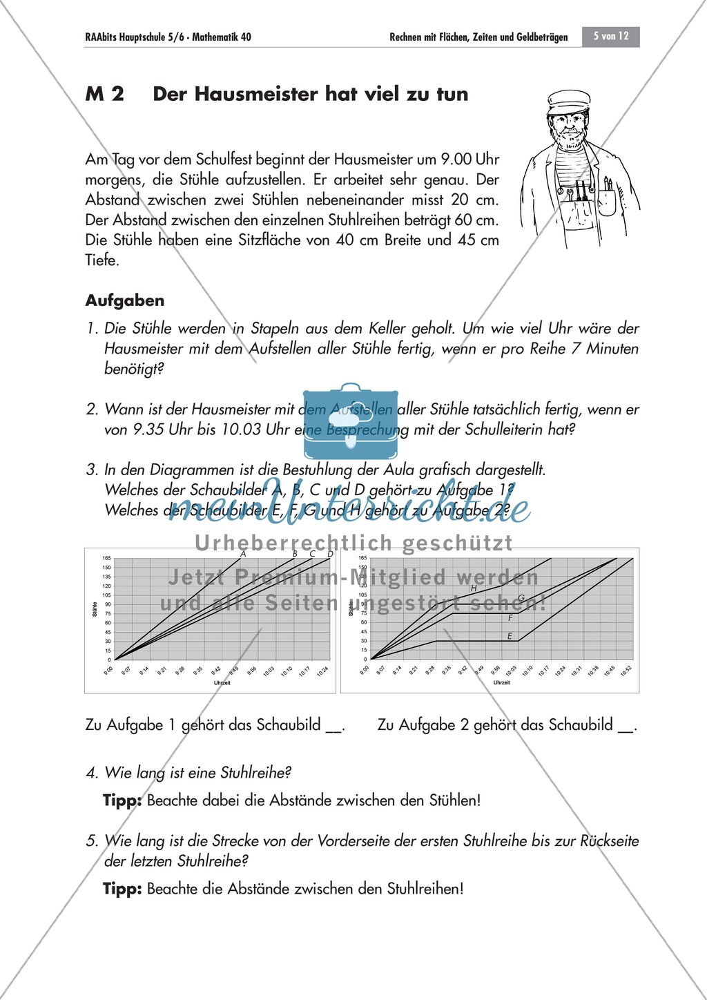 Sachaufgaben zum Umgang mit Diagrammen. Mit Aufgaben und Lösungen. Preview 1