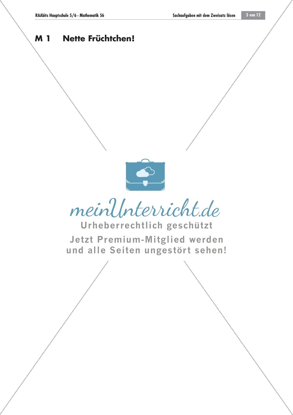 Unterrichtseinheit über den Zweisatz am Beispiel von Obstspießen. Mit Aufgaben und Lösungen. Preview 1