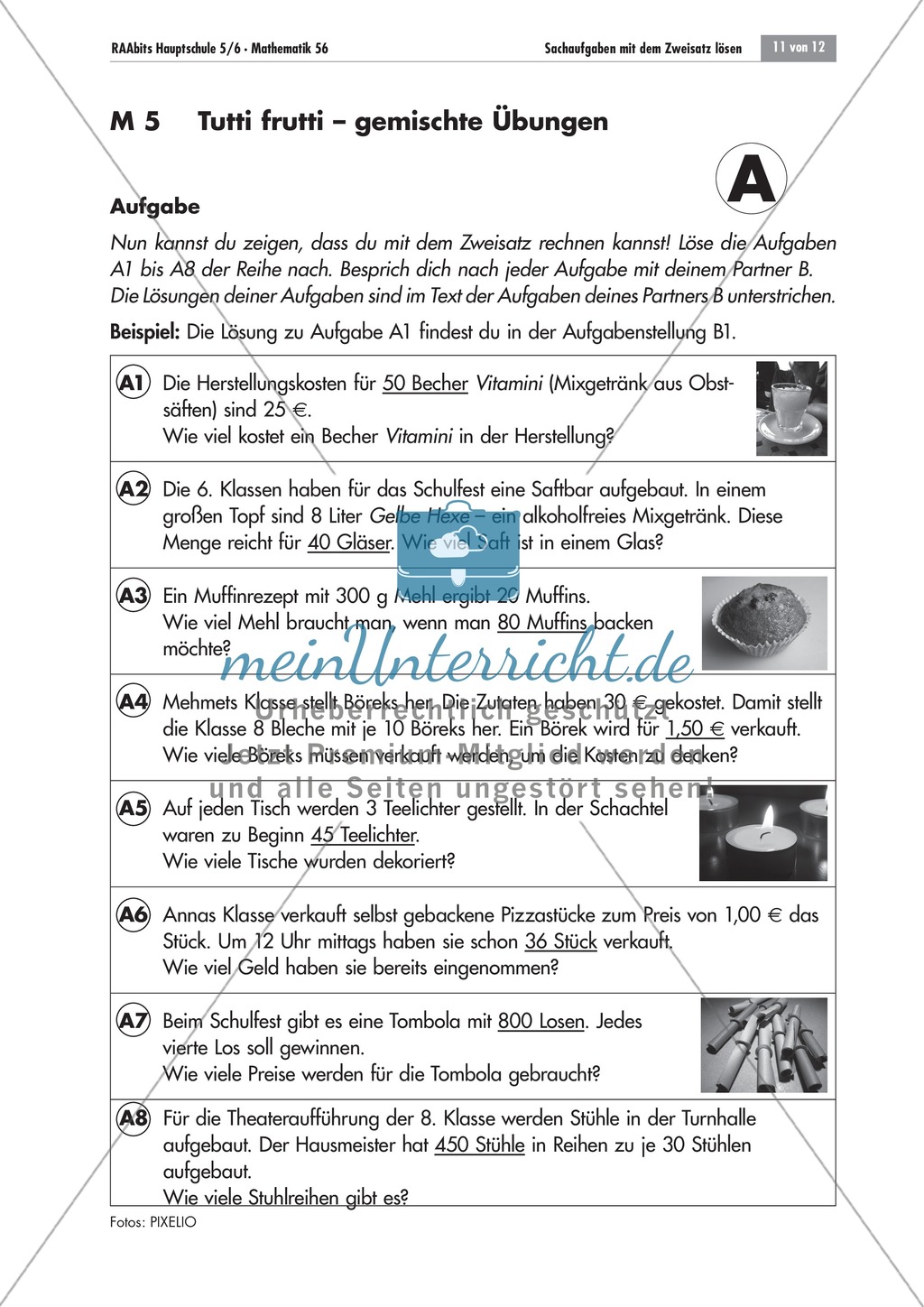 Gemischte Aufgaben zum Zweisatz. Mit Lösungen. Preview 1