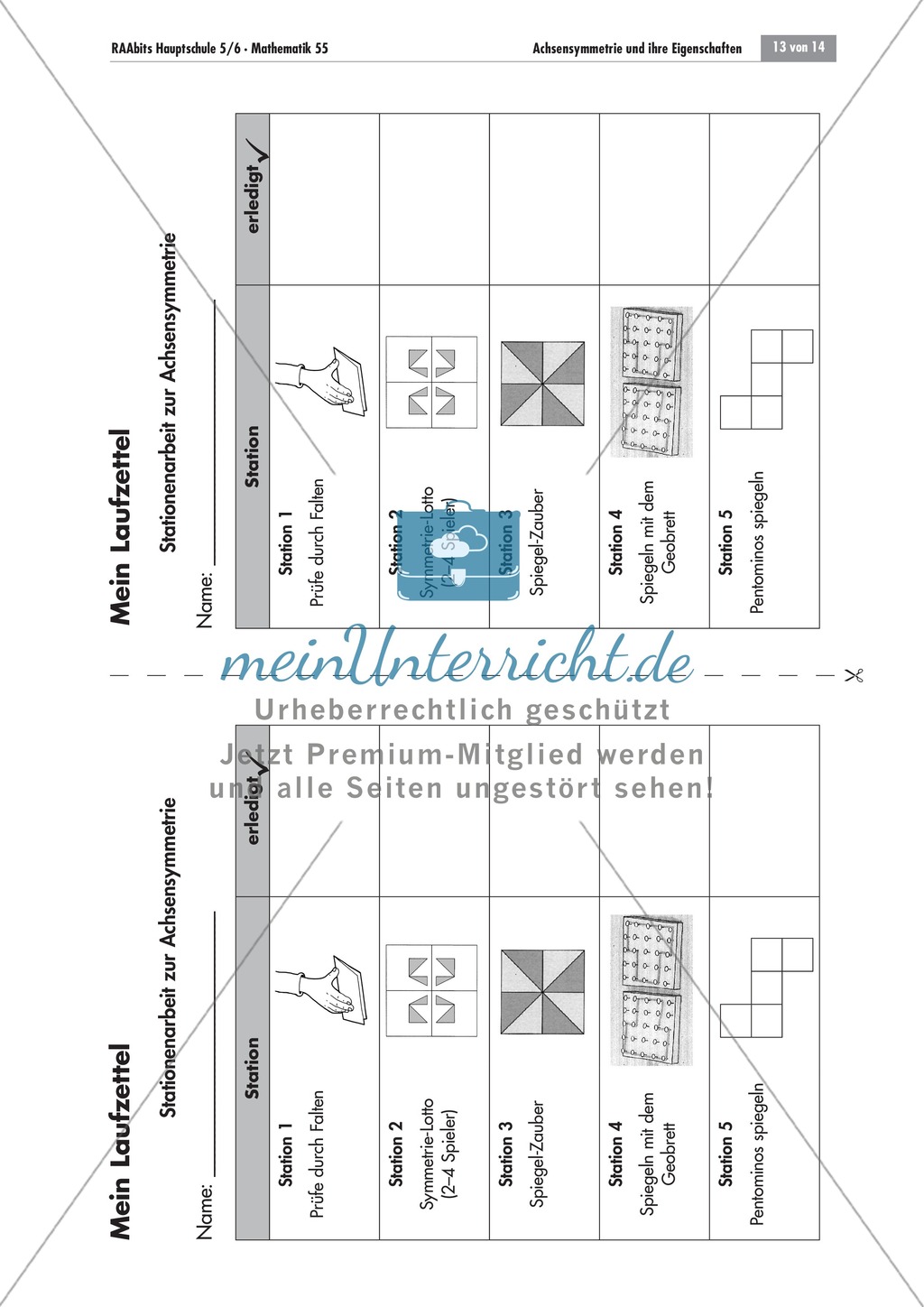 Geometrie: Stationenlernen über Achsensymmetrie. Mit Aufgaben und Lösungen. Preview 11